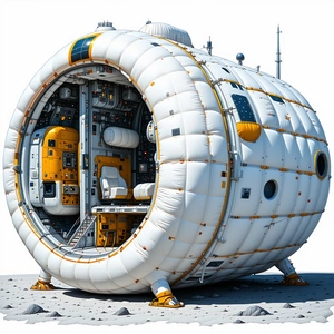 A Large White Spacecraft Is Shown In A 3d Rendering