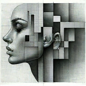 Abstract Charcoal Drawing: Harmony represented through geometric shapes