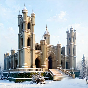 Urban Architectural Photography: Historic Monument With Snow Covering With Large, Ornate