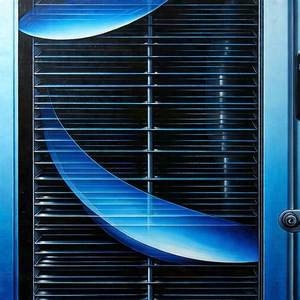 Tech Acrylic Painting: Close-up of cooling system
