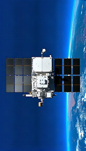 A Space Station With A Large Satellite Dish On Top Of It