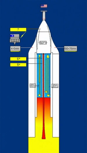 A Rocket With A Long, Red, And Yellow Flame Coming Out Of It