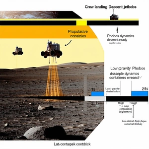 A Spacecraft On A Planet, With Two Smaller Spacecrafts Flying Nearby