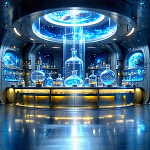 Futuristic Research Laboratory With Image, There