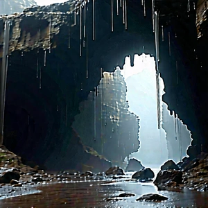 Nature Editorial Photography: Cave Entrance In Rainy Season With Image, There