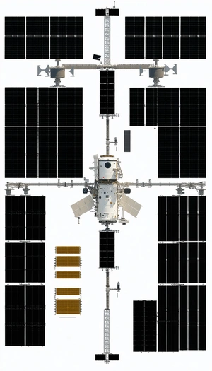 A Space Station Is Shown In A White And Black Image