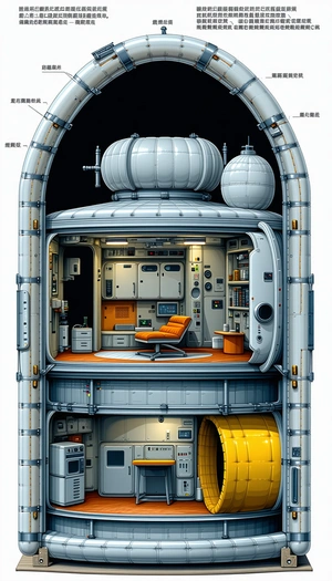 futuristic space station depicted drawing