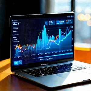 Laptop With Data Visualization With Laptop Computer