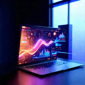 Laptop With Data Visualization With Laptop Computer