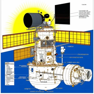 The Image Is A Diagram Of A Spacecraft, Showing Its Various Components And Their Functions
