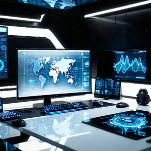 Tech Professional Photography: Futuristic digital workspace