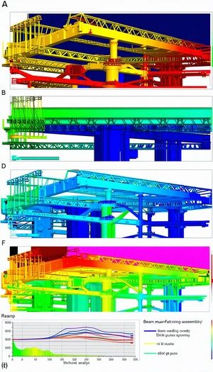 The Image Is A Series Of Three Pictures, Each Showing A Different Stage Of A Bridge's Construction