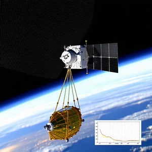A Spacecraft, Possibly A Satellite, Being Towed By A Large Rope