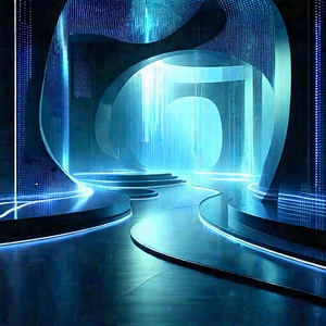 (futuristic:1.18) Innovation Hub With Blue Tunnel