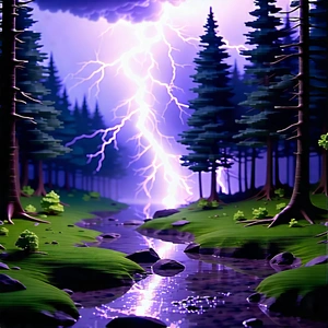 Nature Macro Photography: Lightning Over Forest Clearing With Image, There