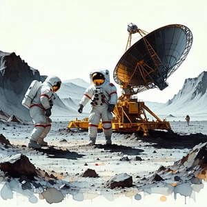 In The Image, There Are Two Astronauts Standing On The Surface Of The Moon