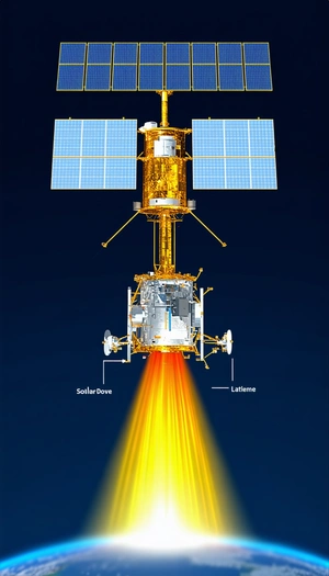 A Spacecraft With A Solar Panel On Its Side