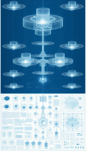 A Blue Poster Displays A Series Of Futuristic, Circular, And Dome-shaped Structures