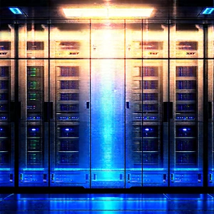 Futuristic Server Room With Large Computer