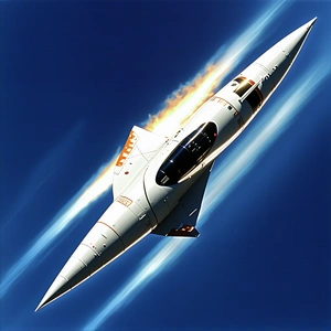 A White Rocket Is Flying Through The Sky, Leaving A Trail Of Smoke Behind It