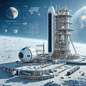 A Large Space Station Is Shown In A Futuristic Setting