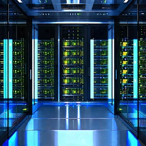 Server rack with data streams