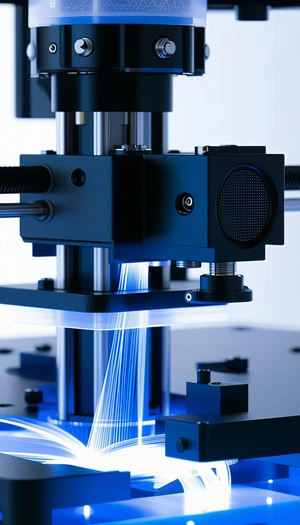 A Machine Is Shown In The Image, With A Blue Light Shining On It
