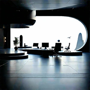 Tech Matte Painting: Futuristic Tech Startup Office With Black White