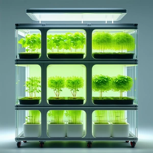 A Large Display Case Filled With A Variety Of Plants