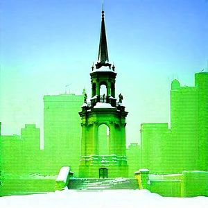 Urban Digital Illustration: Historic Monument With (snow:1.36) Covering With Large, Ornate
