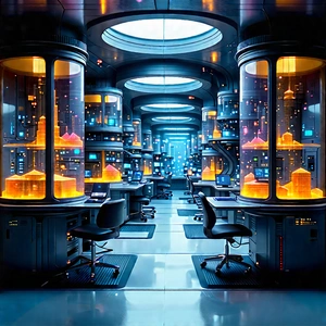 Futuristic Research Laboratory With Image