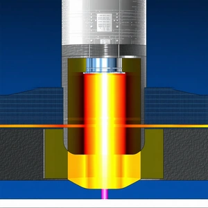 A Yellow Light Is Shining Through A Hole In A Blue Background