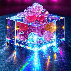 Abstract Food Photography: Hexagonal Pattern With Prismatic Light With Glass Filled