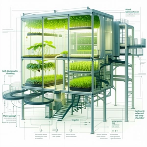 The Image Is A Drawing Of A Large Building With A Green Roof, Which Is A Plant-growing Facility
