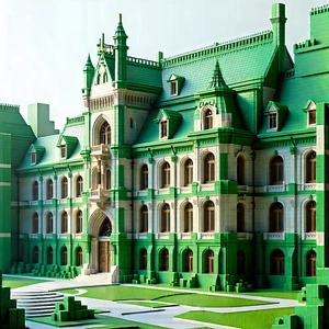 Urban Low Poly: Historic building with green rooftop