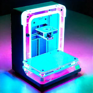 3d Printer With Neon Accents With Neon Blue