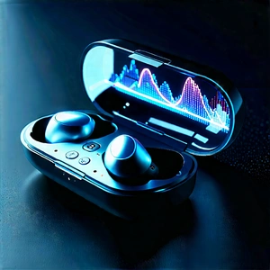 Wireless Earbuds With Holographic Display With Pair Blue