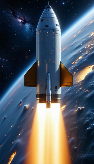 A Space Shuttle Is Shown In Flight, With Its Booster Rockets Still Attached