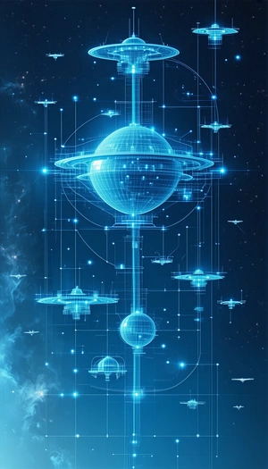 image, there large blue sphere
