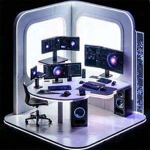Futuristic digital workspace