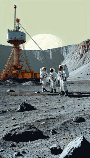 In The Image, There Are Three Astronauts Standing On The Surface Of The Moon