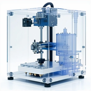A Blue And White 3d Printer Is Shown In A Close-up View