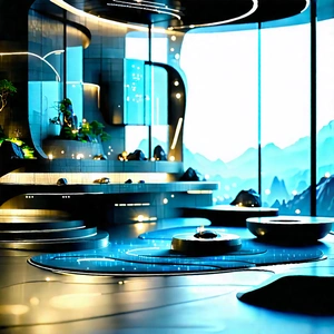 Futuristic Smart Home With Futuristic Setting,