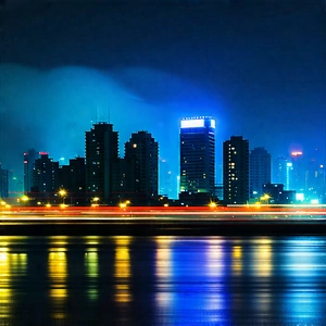 Urban Abstract Design: Cityscape Of Urban Skyline During Night With Captures Beautiful