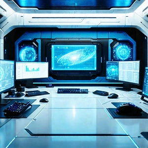(futuristic:1.32) digital workspace