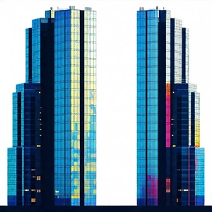 Urban Flat Design: Skyscraper with artistic facade