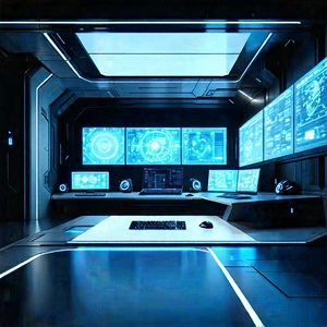 Futuristic (digital:1.31) Workspace With Image, There