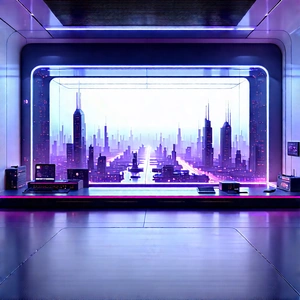 Futuristic Tech Startup Office With Large Cityscape