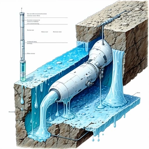 A Blue Pipe Is Shown In A Drawing, With A Blue Liquid Flowing Through It
