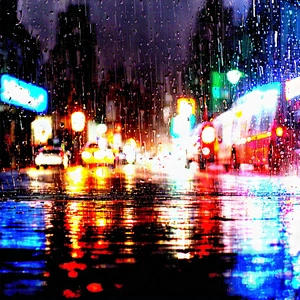 Urban Architectural Photography: Cityscape Of Modern Metropolis During Rainy Evening With Rainy Night